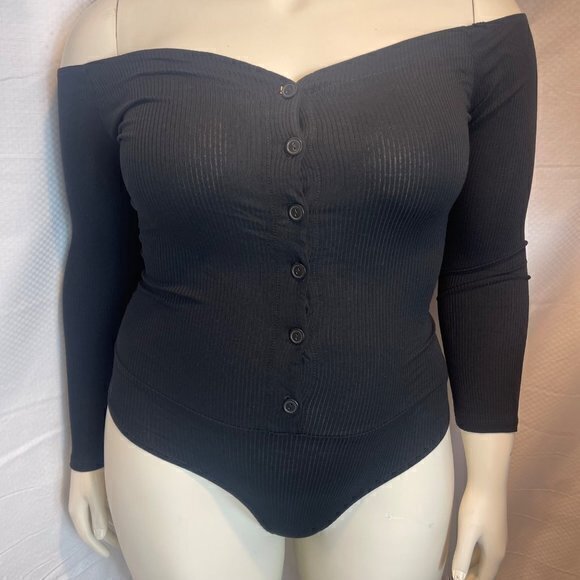 Fool In‎ Love Off Shoulder Bodysuit Black Size 2X RefFNB - Picture 4 of 16